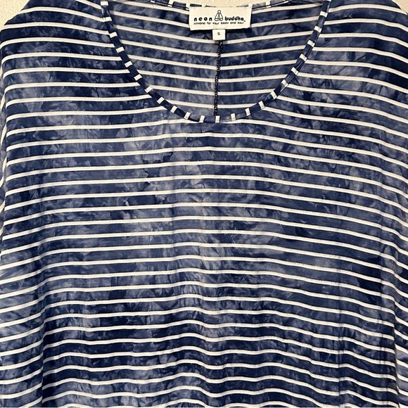Neon Buddha blue white striped knit top size small - Picture 2 of 8